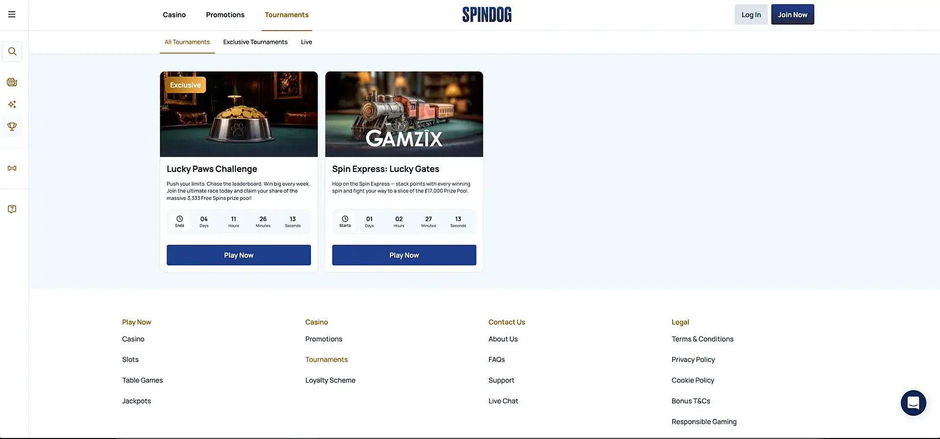 Prize drops and tournaments at Spin Dog Casino